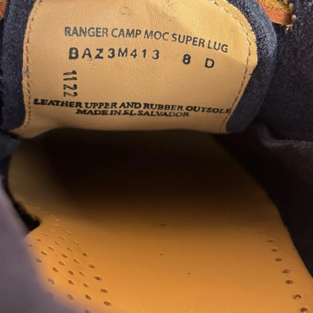 G. H. Bass Men's Ranger Camp Moc Suede Super Lug Navy Blue Boat Shoes Size 8 NEW